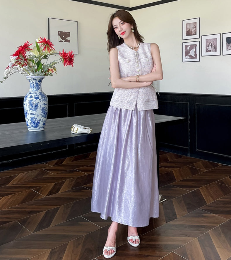 Purple Classic Vest Top & A-Line Skirt Set