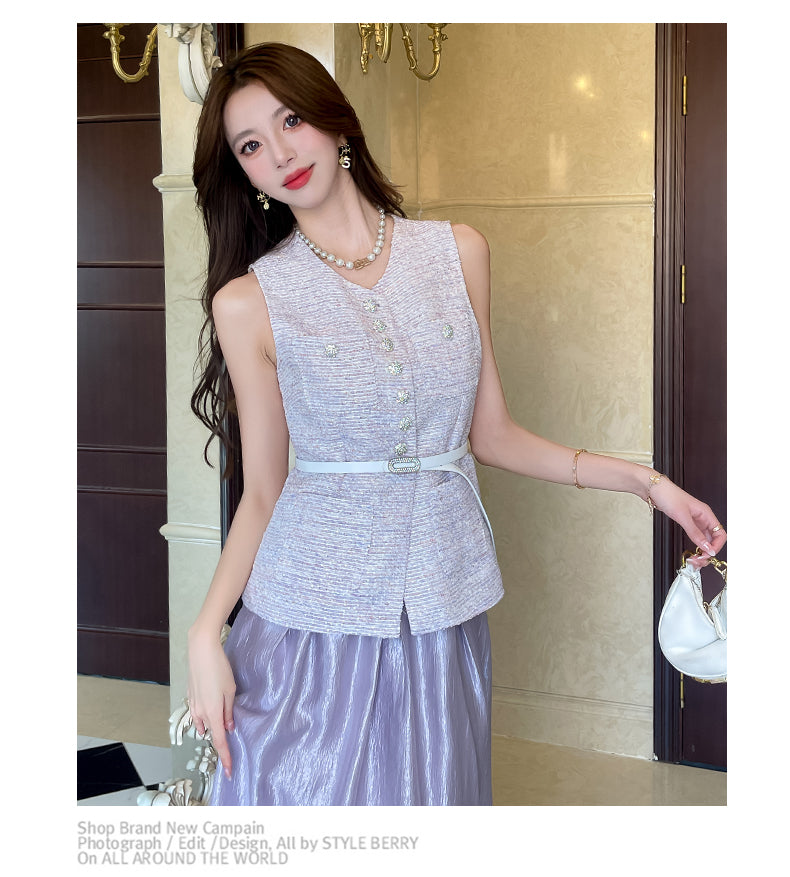 Purple Classic Vest Top & A-Line Skirt Set