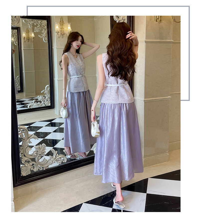 Purple Classic Vest Top & A-Line Skirt Set