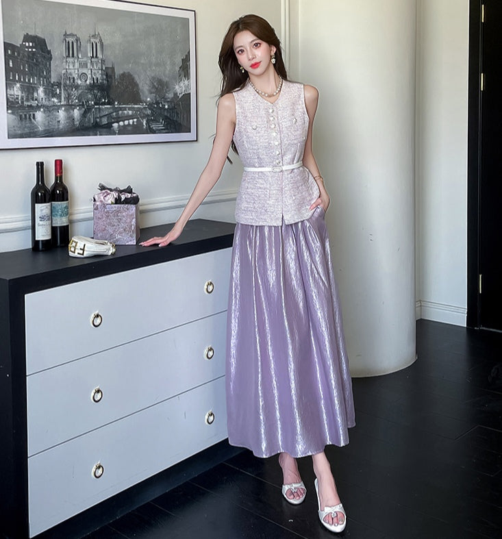 Purple Classic Vest Top & A-Line Skirt Set