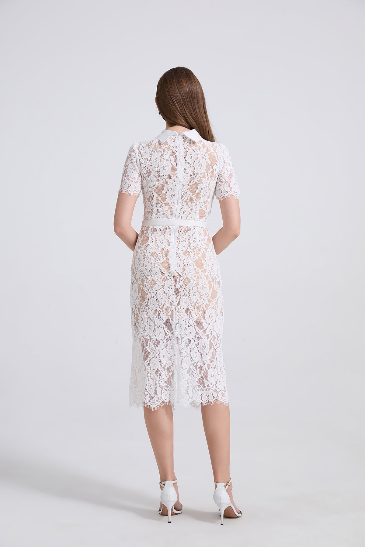 Round Neck Lace Splicing Short-sleeved Dress