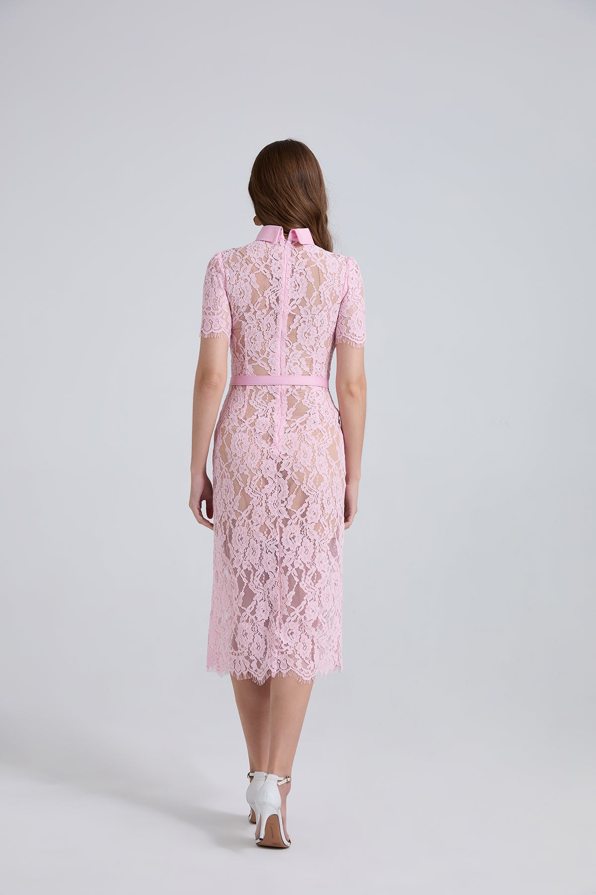 Round Neck Lace Splicing Short-sleeved Dress