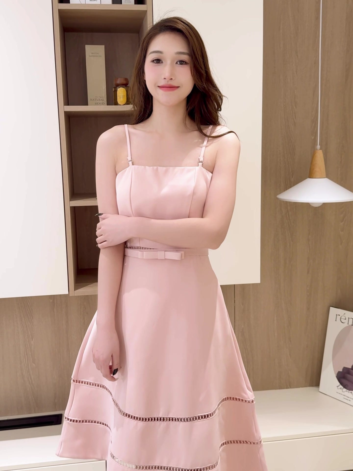 Salmon Pink Spaghetti Dress