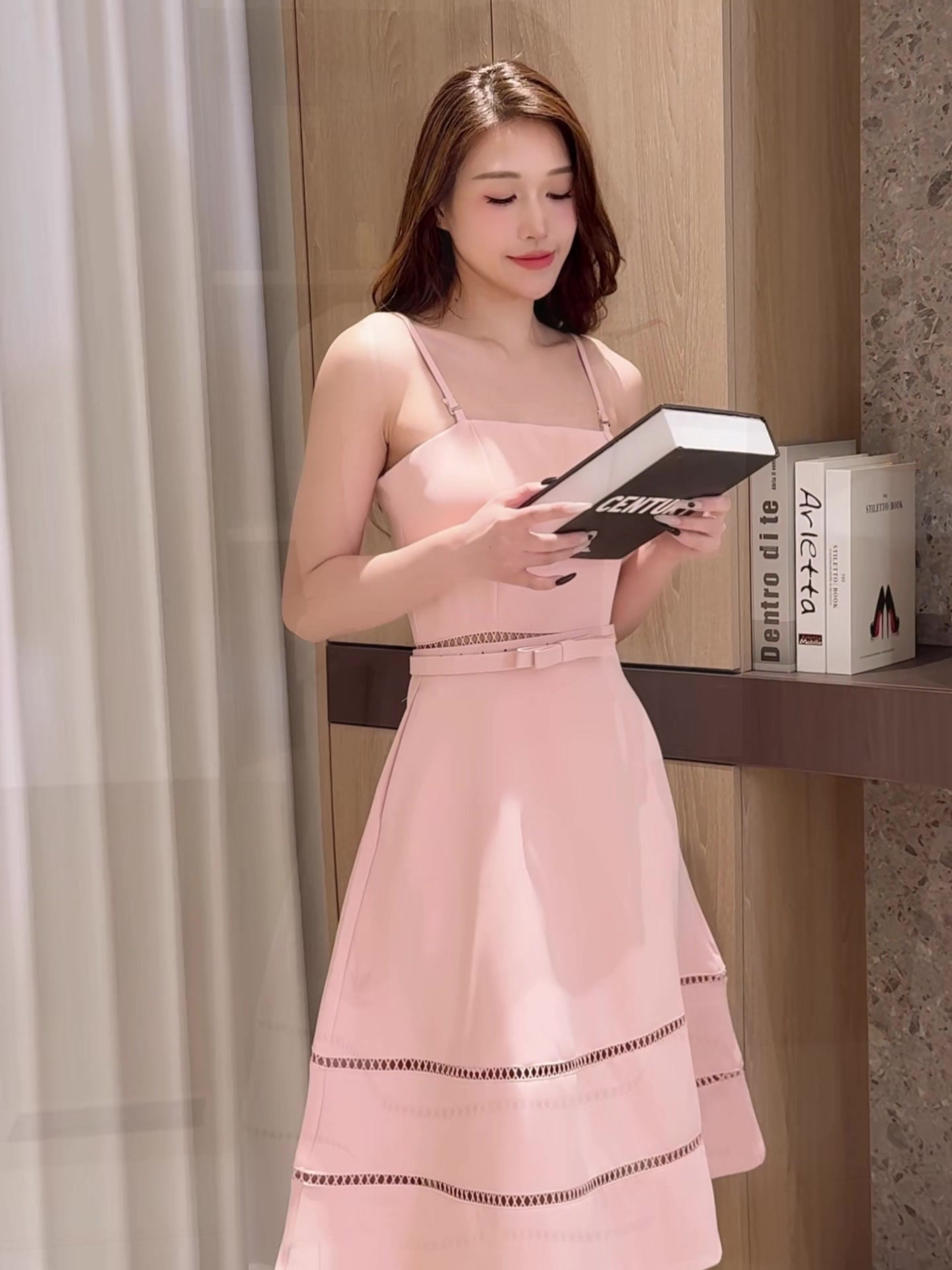 Salmon Pink Spaghetti Dress