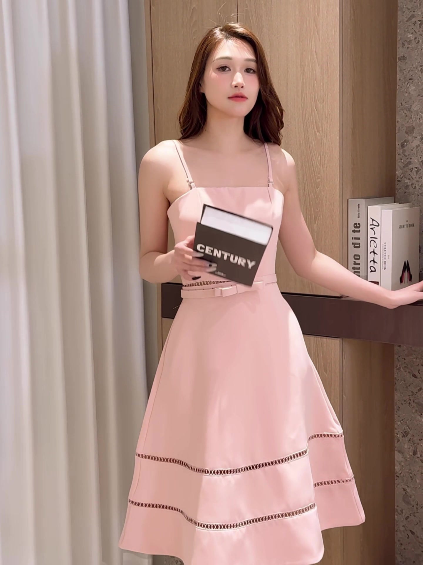 Salmon Pink Spaghetti Dress