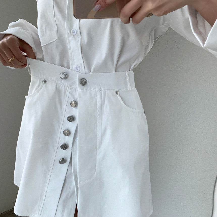 Fake Two-piece Splicing Lapel Long-sleeved Shirt-style Dress