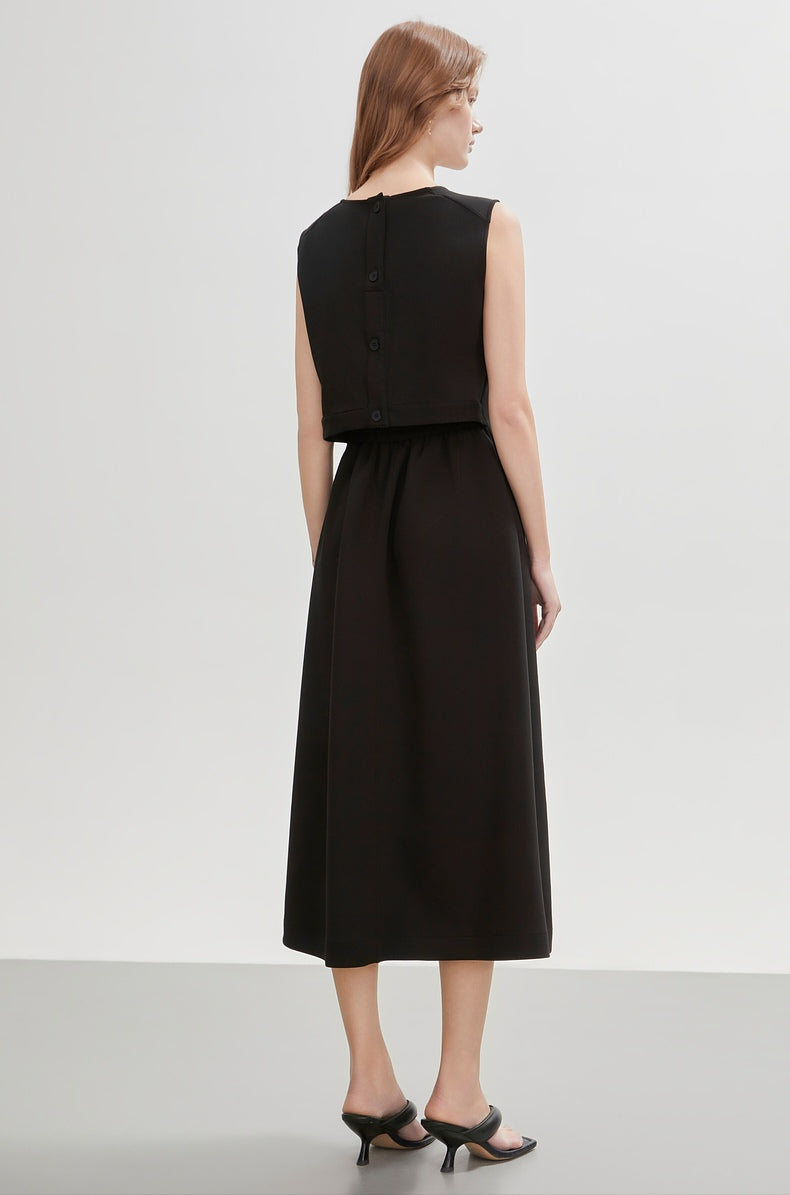 Black Sleeveless Elegant Vest Dress