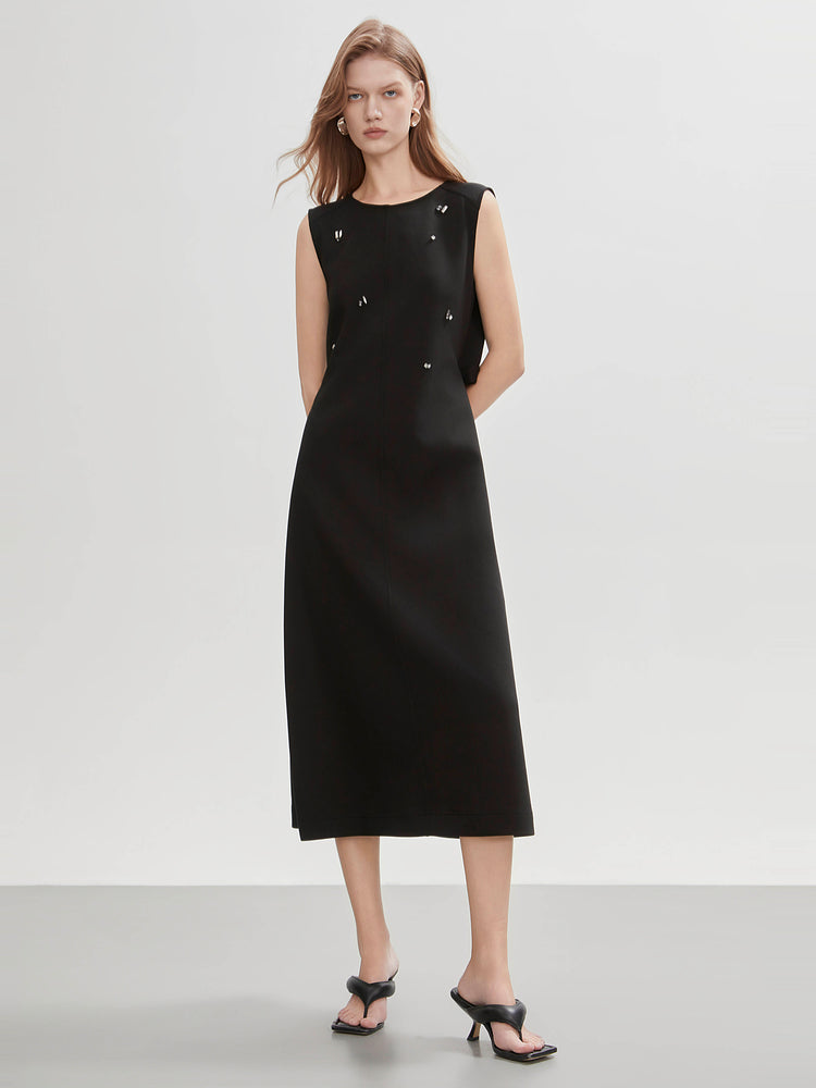 Black Sleeveless Elegant Vest Dress
