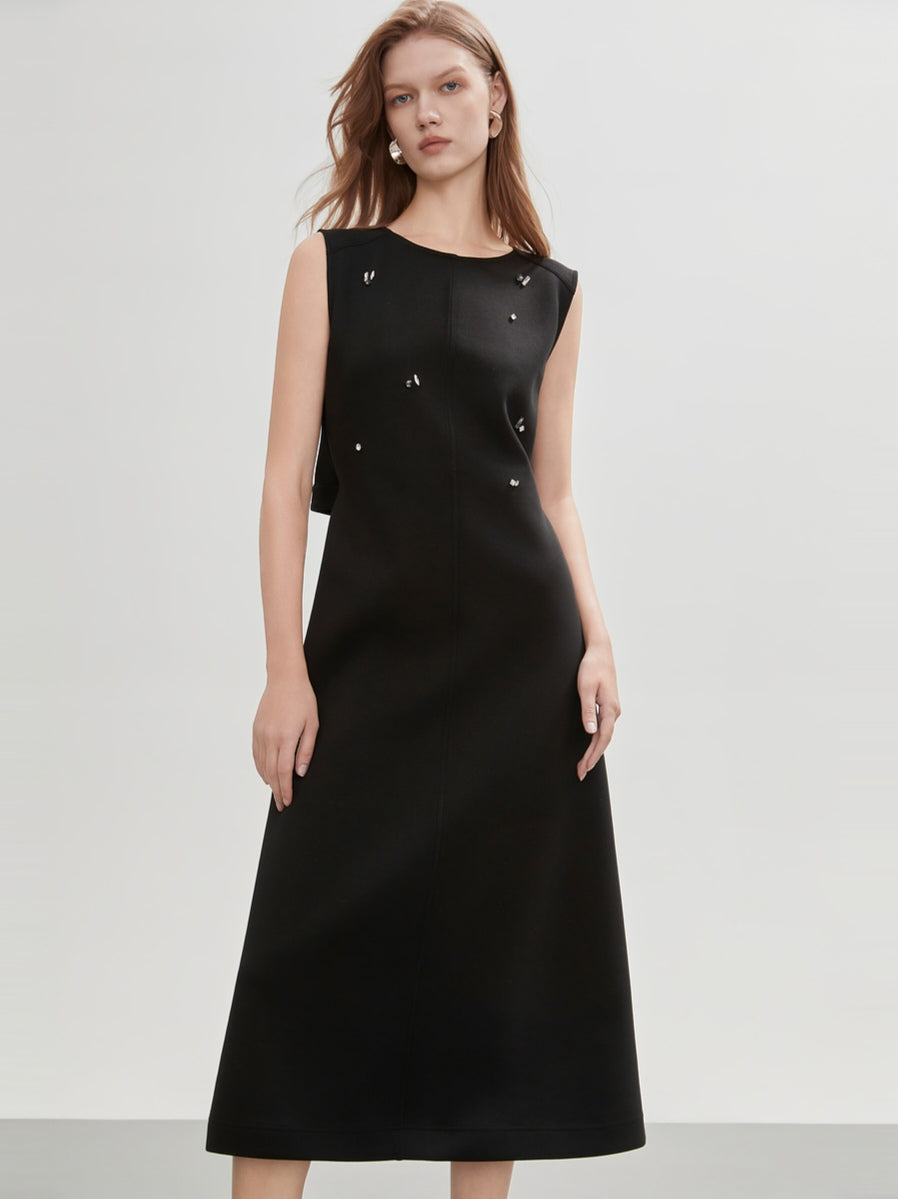 Black Sleeveless Elegant Vest Dress