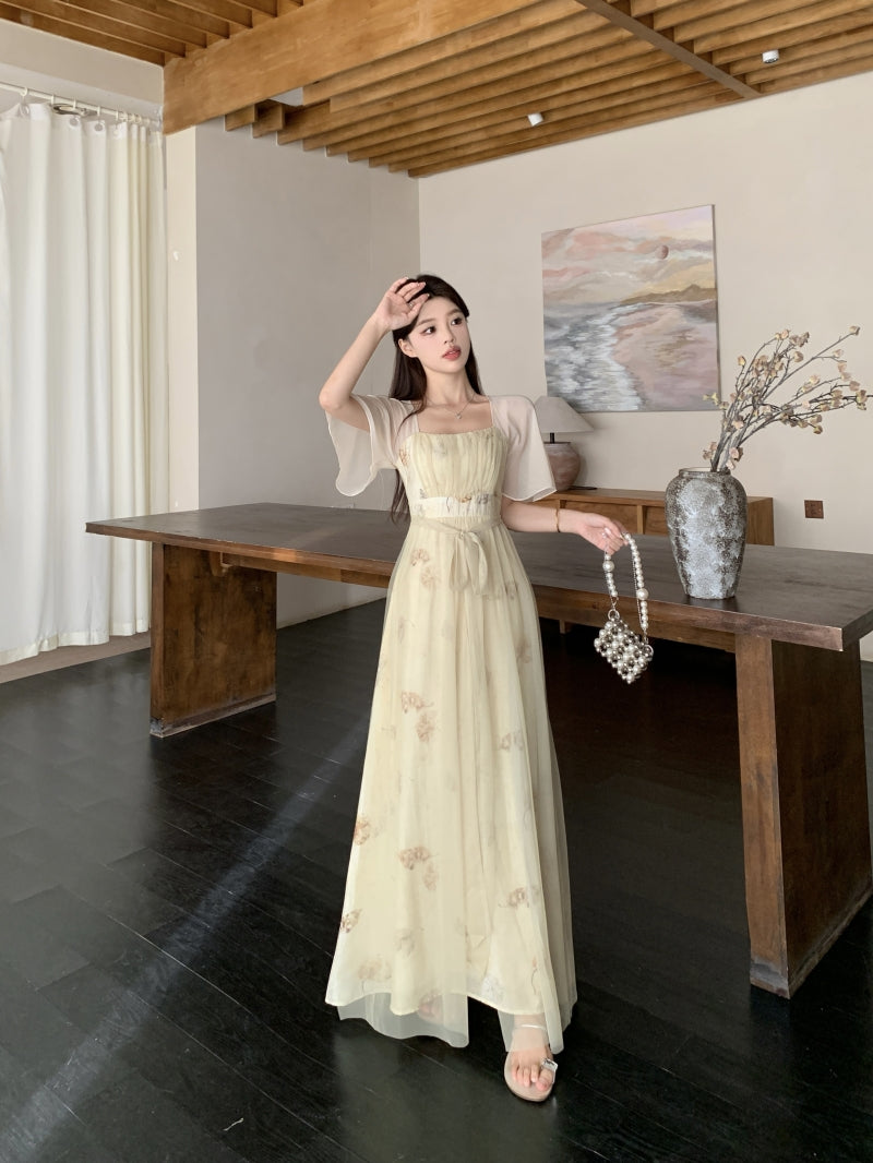 Square Neck Floral Vintage Dress