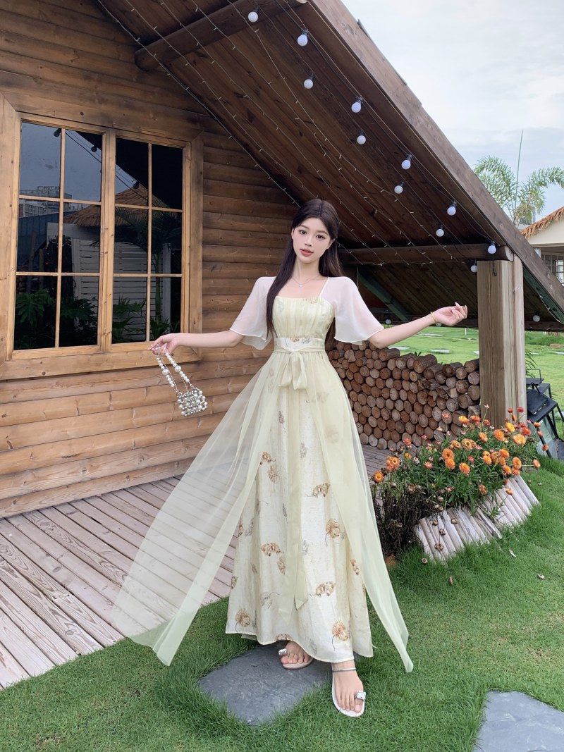 Square Neck Floral Vintage Dress