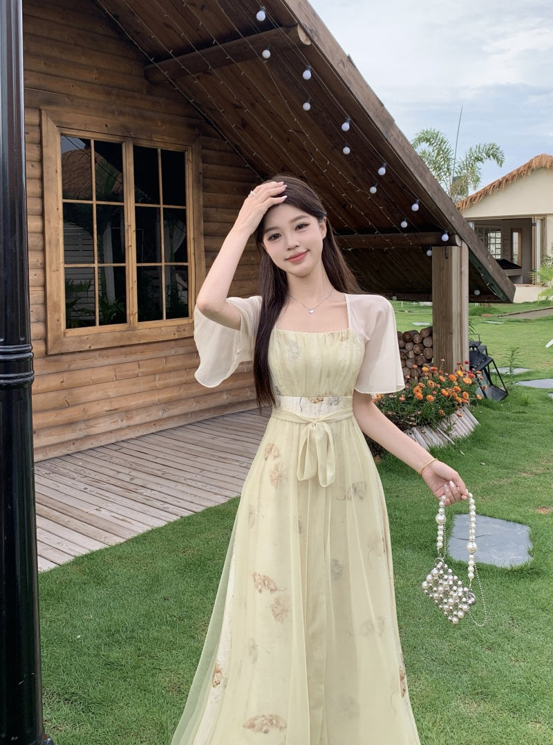 Square Neck Floral Vintage Dress