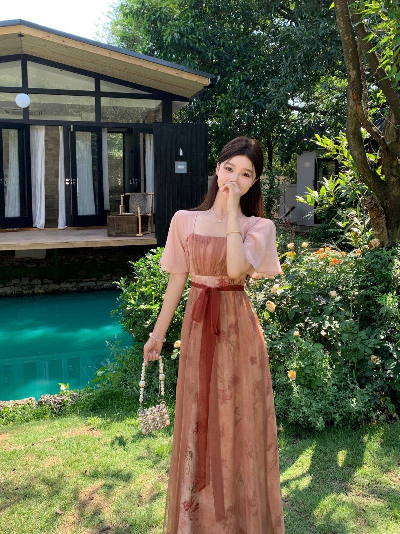 Square Neck Floral Vintage Dress