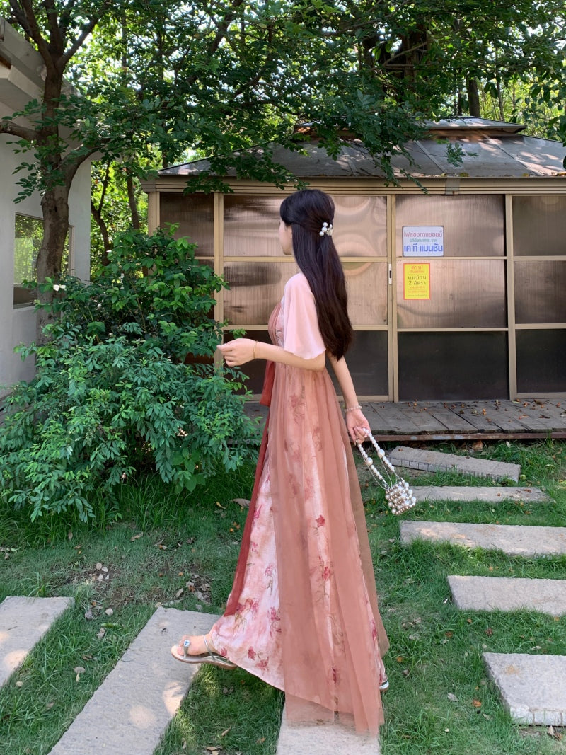 Square Neck Floral Vintage Dress