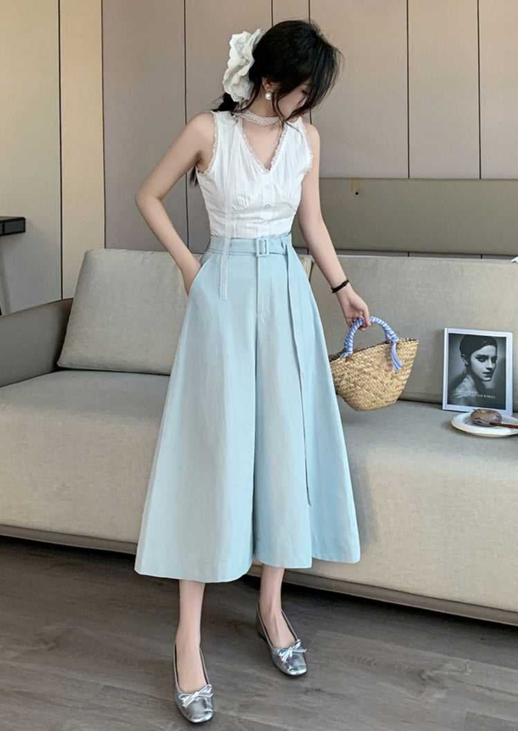 Pleated High-Rise Palazzo Trousers