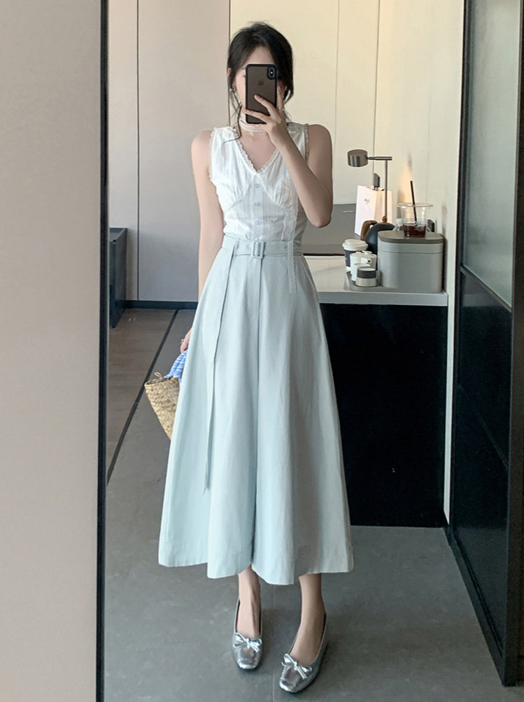 Pleated High-Rise Palazzo Trousers