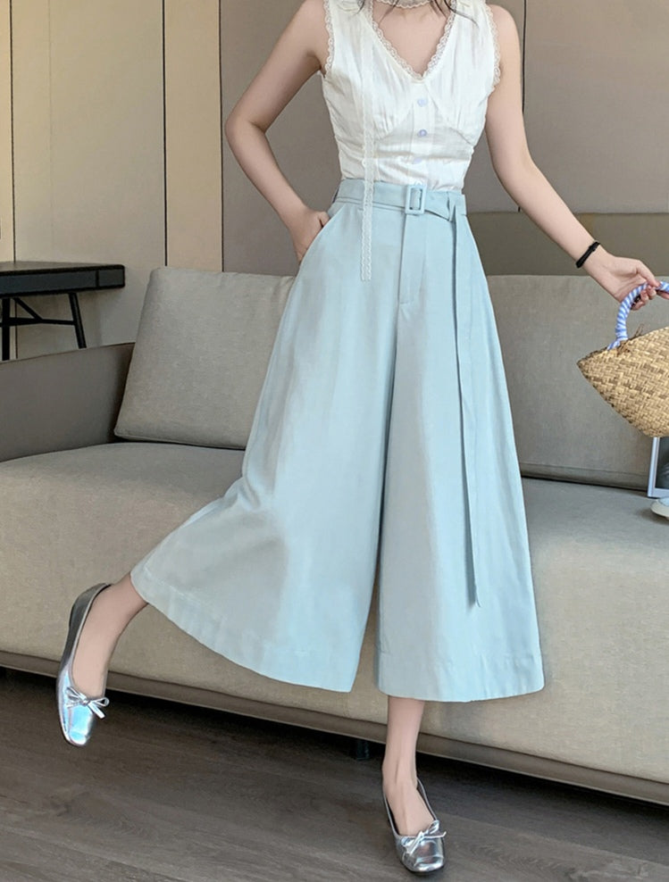 Pleated High-Rise Palazzo Trousers