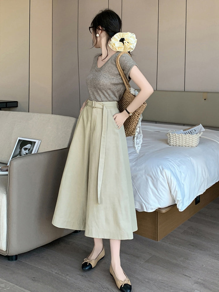 Pleated High-Rise Palazzo Trousers