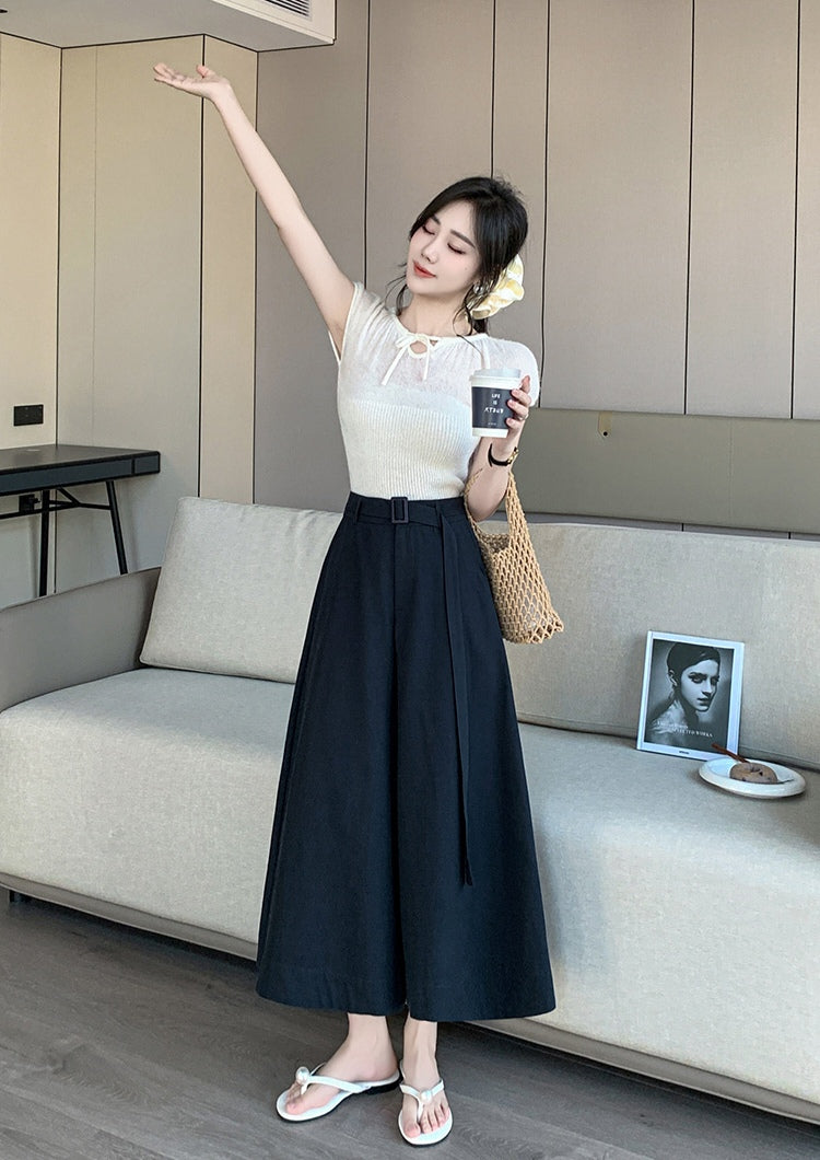 Pleated High-Rise Palazzo Trousers