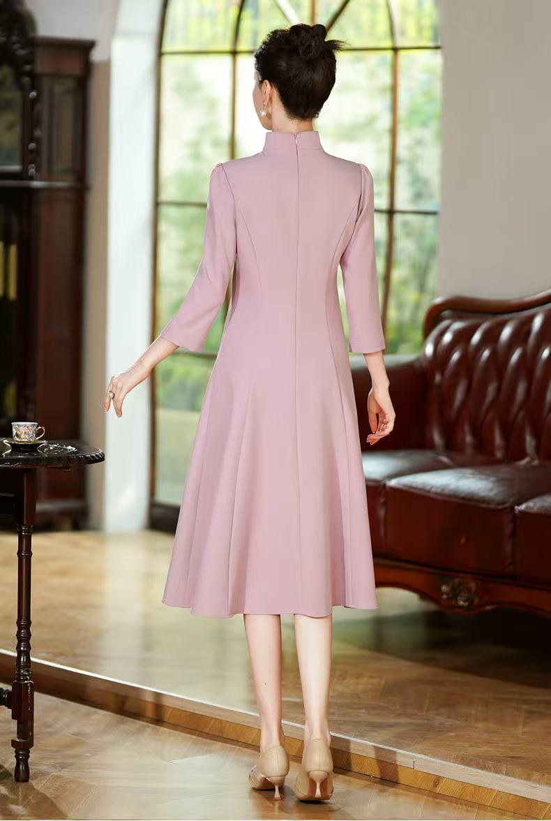 Chinese Qipao Dress with Floral Embroidery