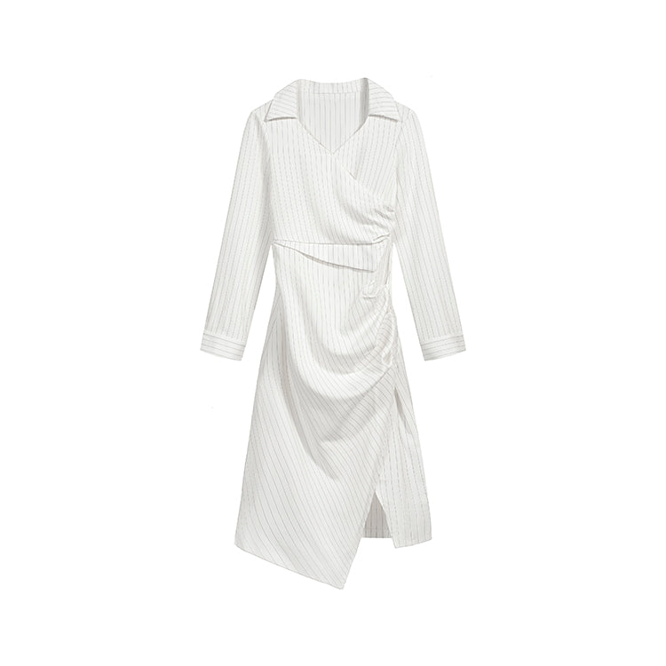 Women's Pinstripe V-Neck Wrap Dress