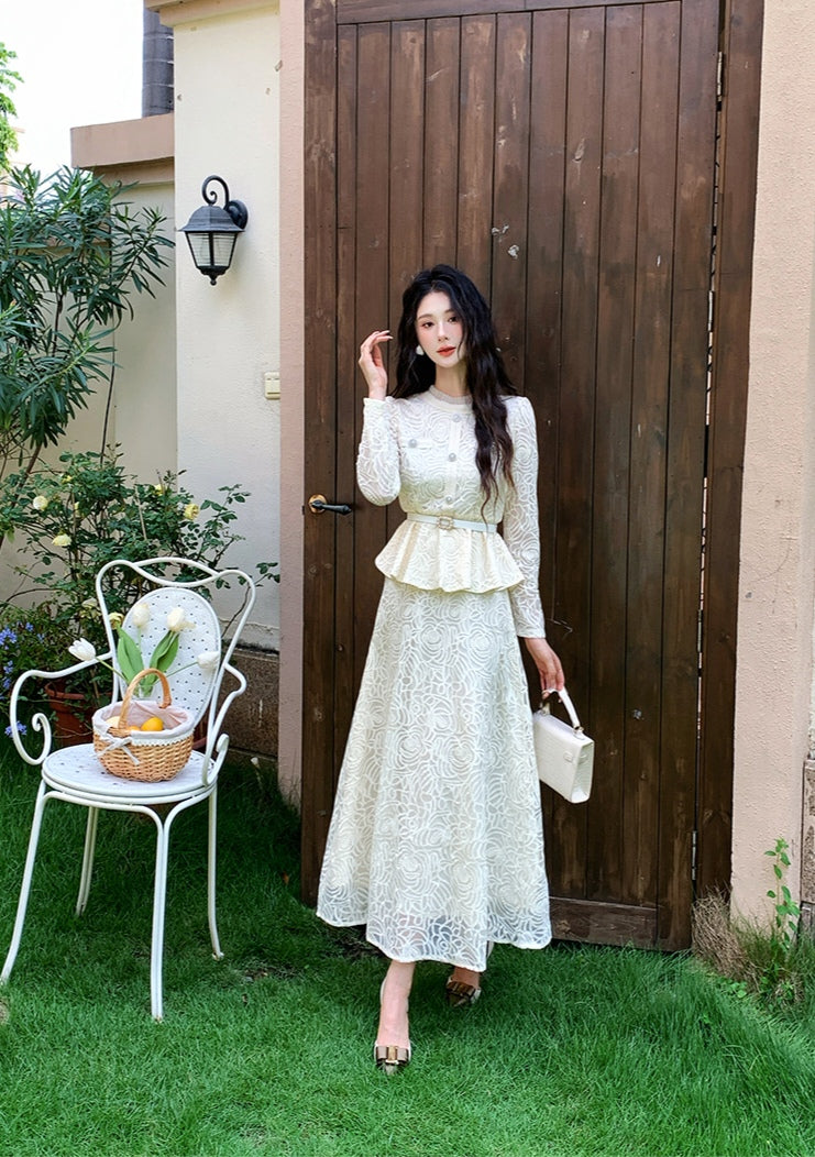 Vintage-Inspired Lace Co-ord Set with Peplum