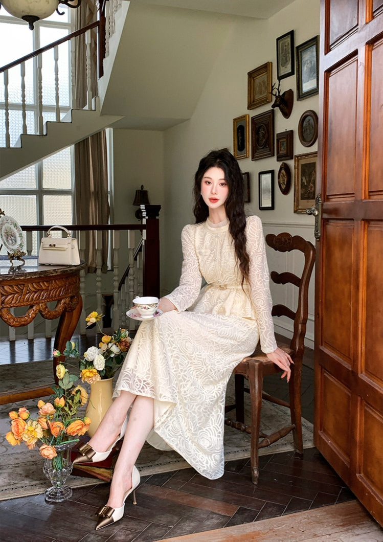 Vintage-Inspired Lace Co-ord Set with Peplum