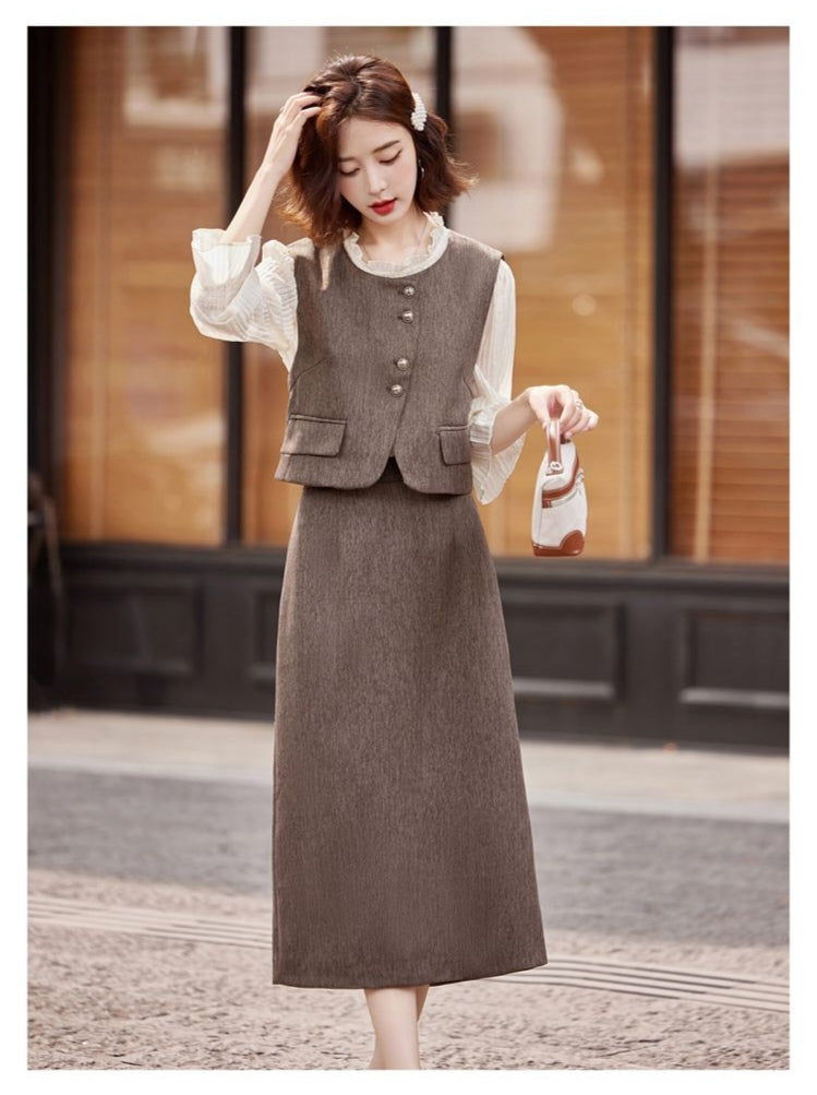 Elegant Three-Piece Business Casual Set