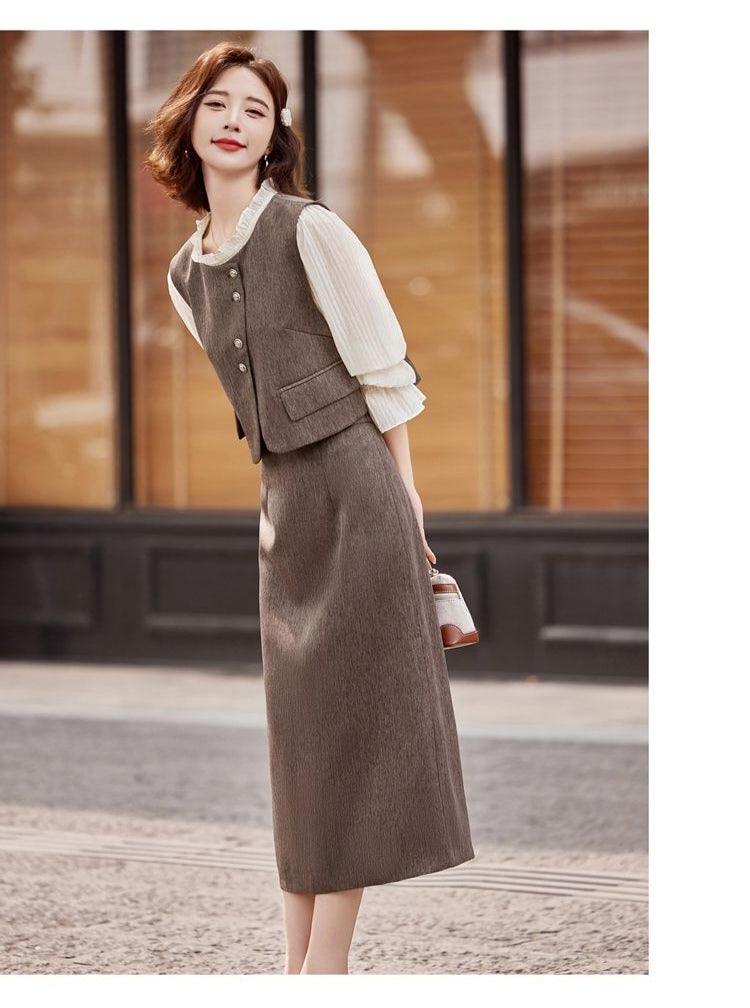 Elegant Three-Piece Business Casual Set