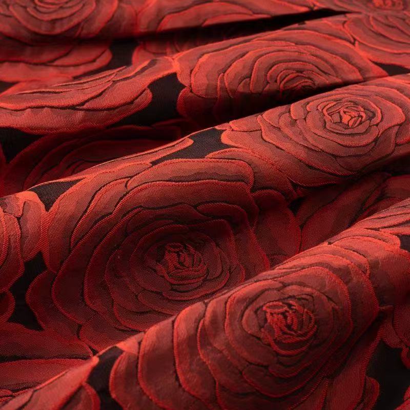 Red Rose Floral Pleated Skirt