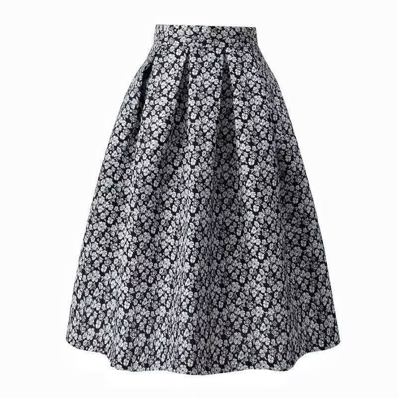 Pleated Midi Skirt with Ditsy Floral Print