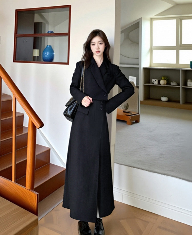 Cropped Blazer & Long Skirt Two-Piece Set