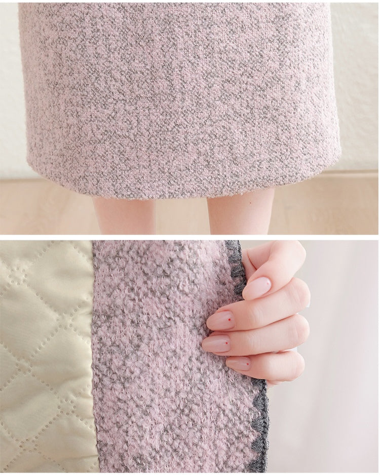 Chic Tweed Round Neck Cropped Jacket & Midi Pencil Skirt