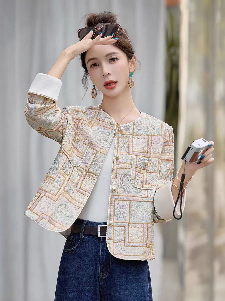 Vintage Woven Brocade Style Cropped Jacket