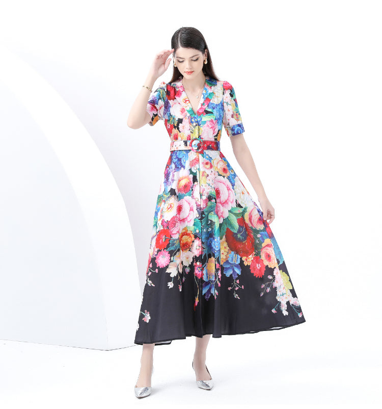 Black Floral Elegant Dress