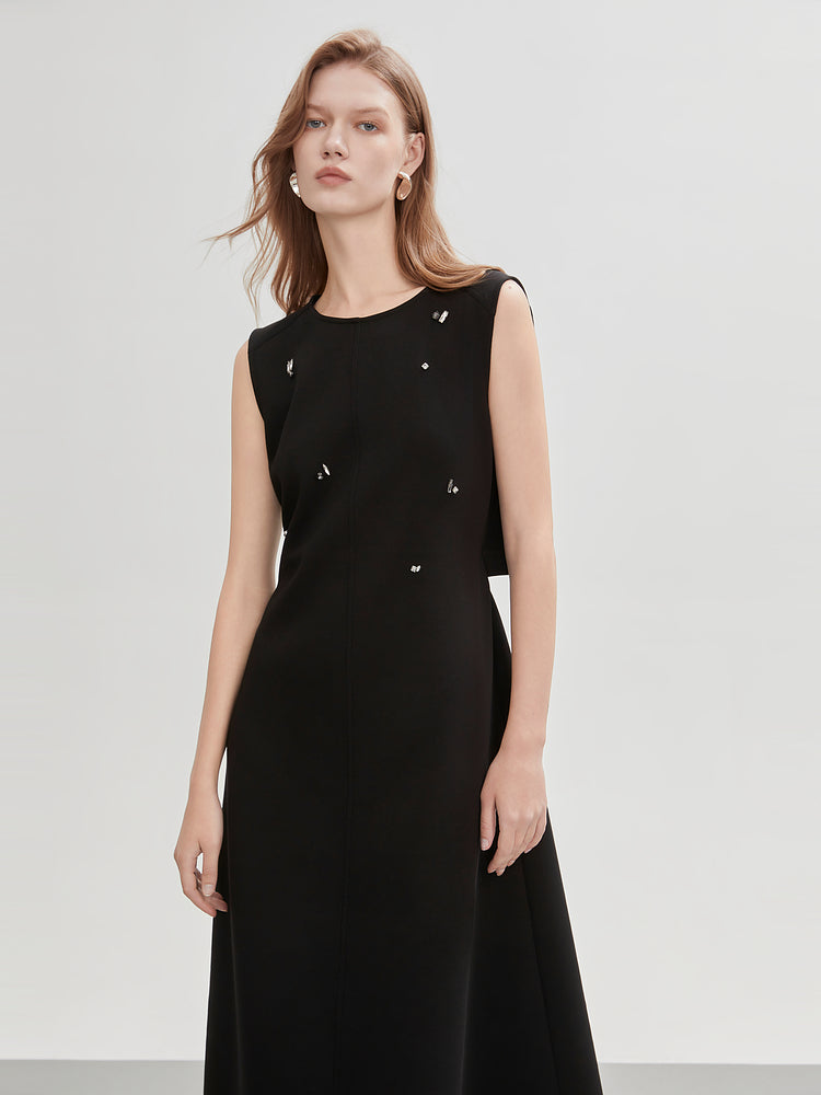 Black Sleeveless Elegant Vest Dress