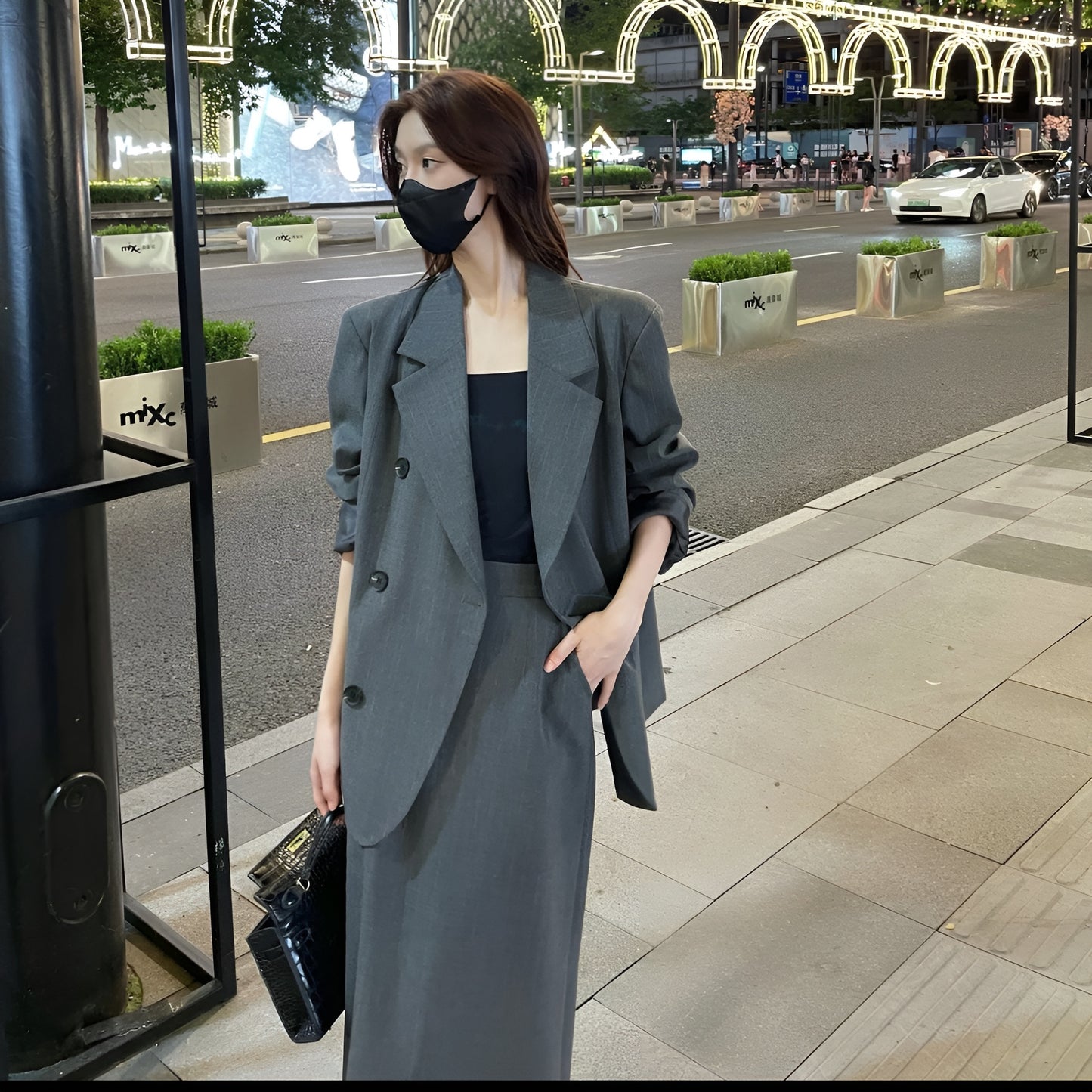 Casual Loose Women's Suit Jacket + Skirt Two Pieces Set