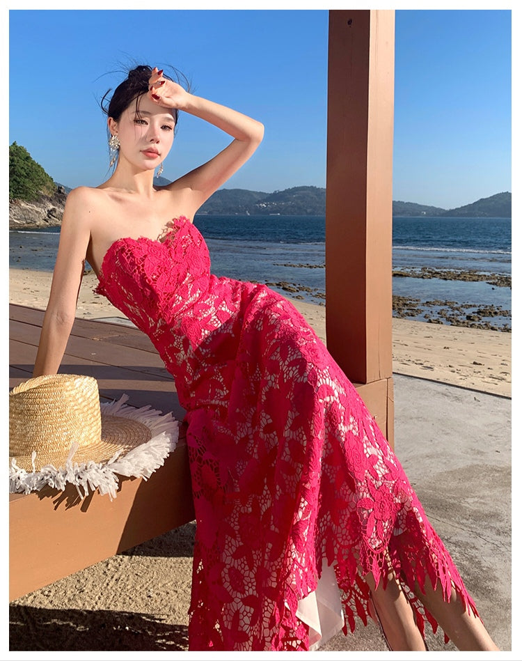 Cerise Pink Off Shoulder Dress