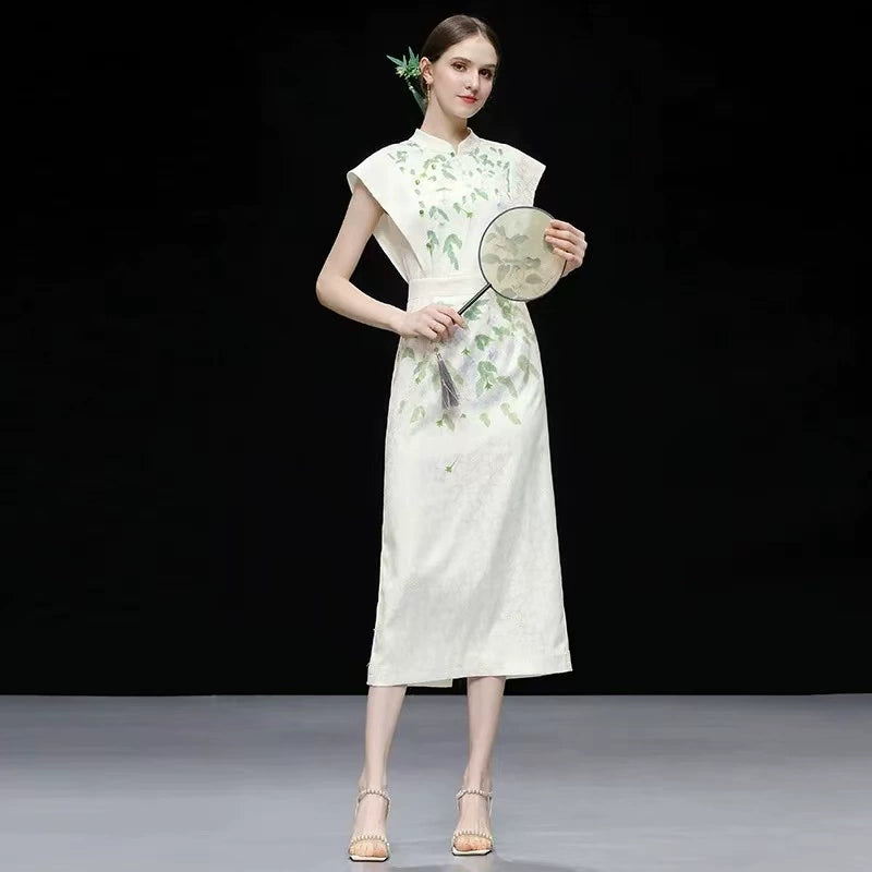 Flying Sleeve Vintage Cheongsam Dress
