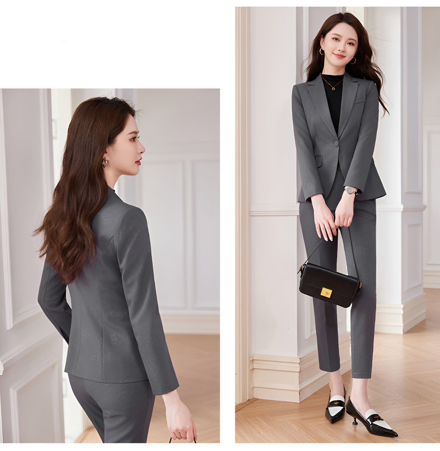 High-end Casual Suit Jacket + Pencil Slim Trousers Two Pieces Set
