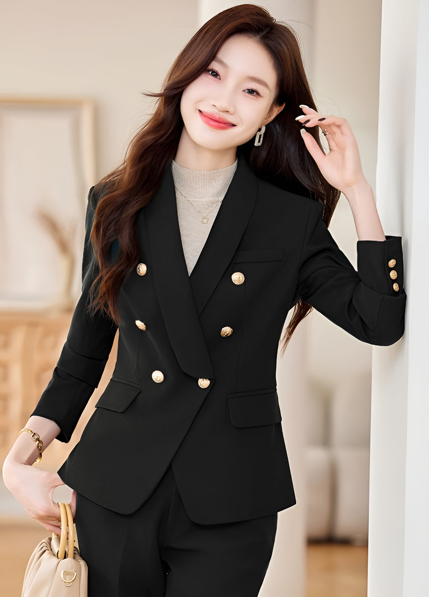 High-end Temperament Suit Jacket + Trousers Two Pieces Set