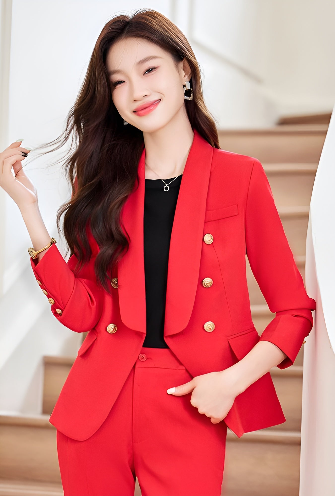 High-end Temperament Suit Jacket + Trousers Two Pieces Set