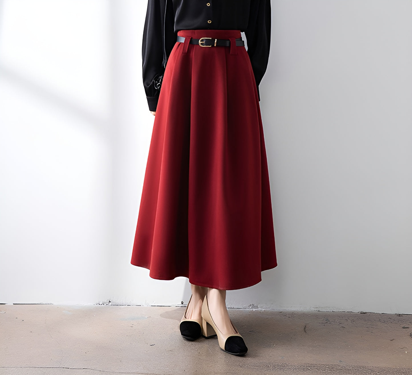 High Waist Pleated Women's Skirt