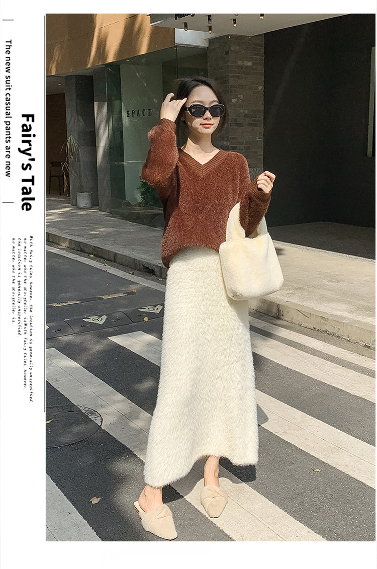 Imitation Mink Knitted Skirt