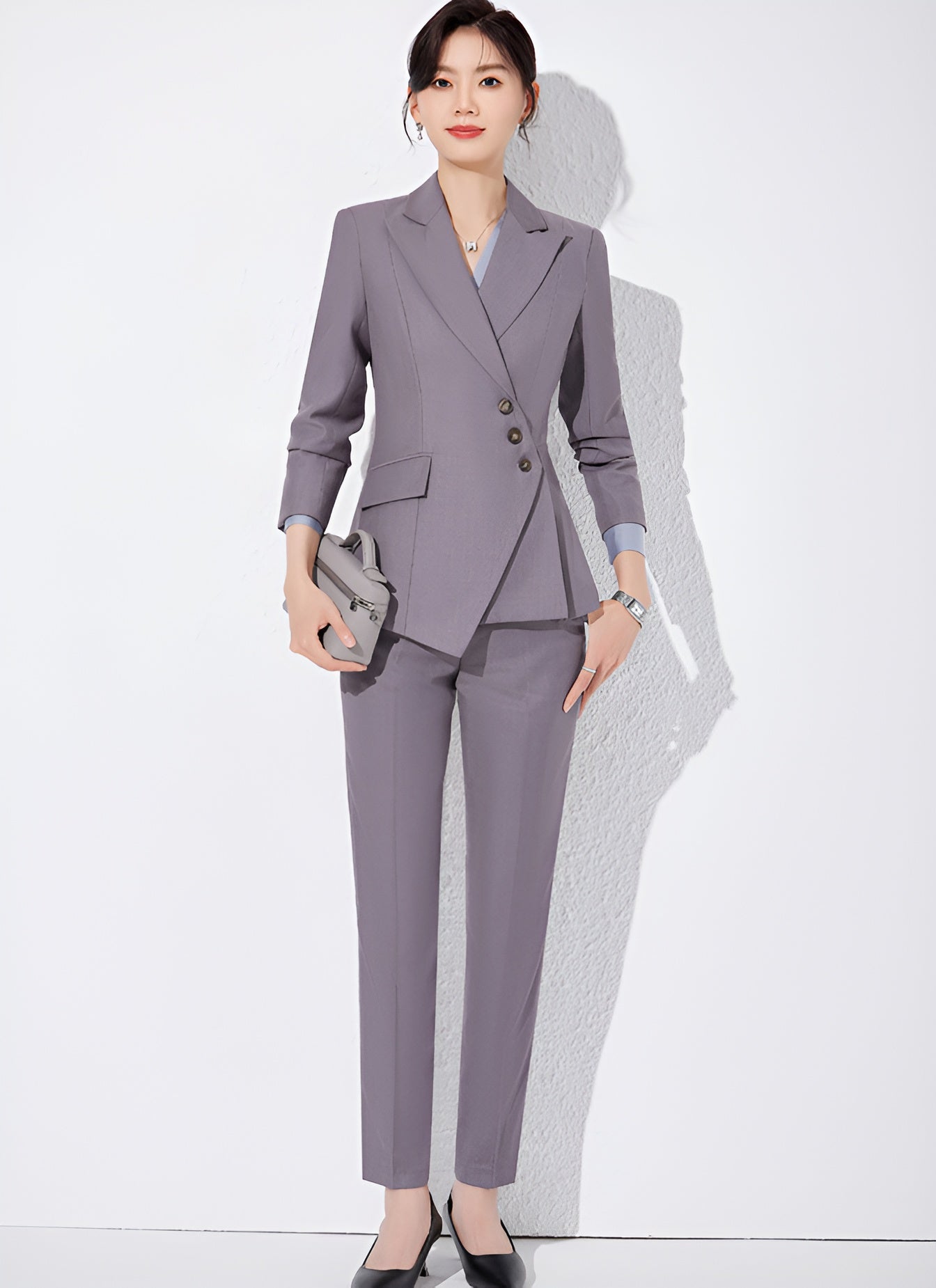 Irregular Length Jacket + + Either Trouser or Skirt Two Pieces Set