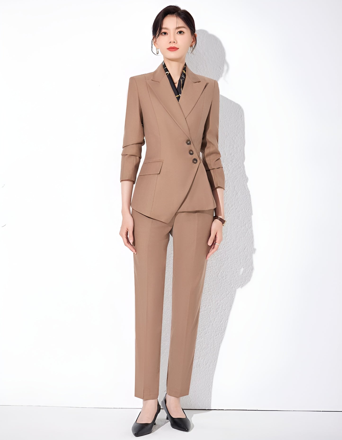 Irregular Length Jacket + + Either Trouser or Skirt Two Pieces Set