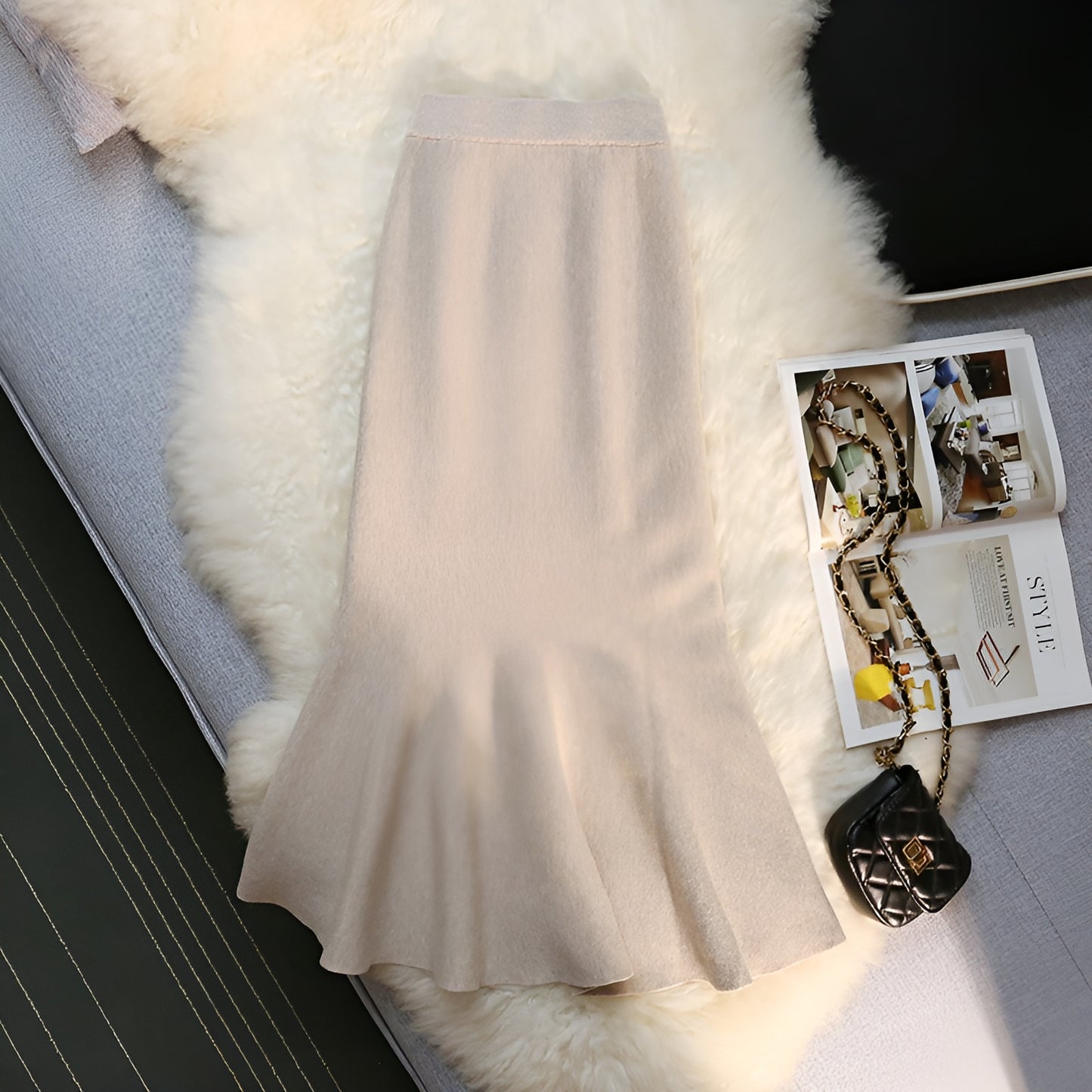 Long Knitted Fishtail Skirt