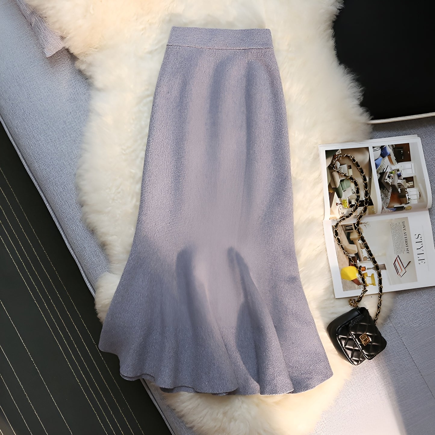 Long Knitted Fishtail Skirt