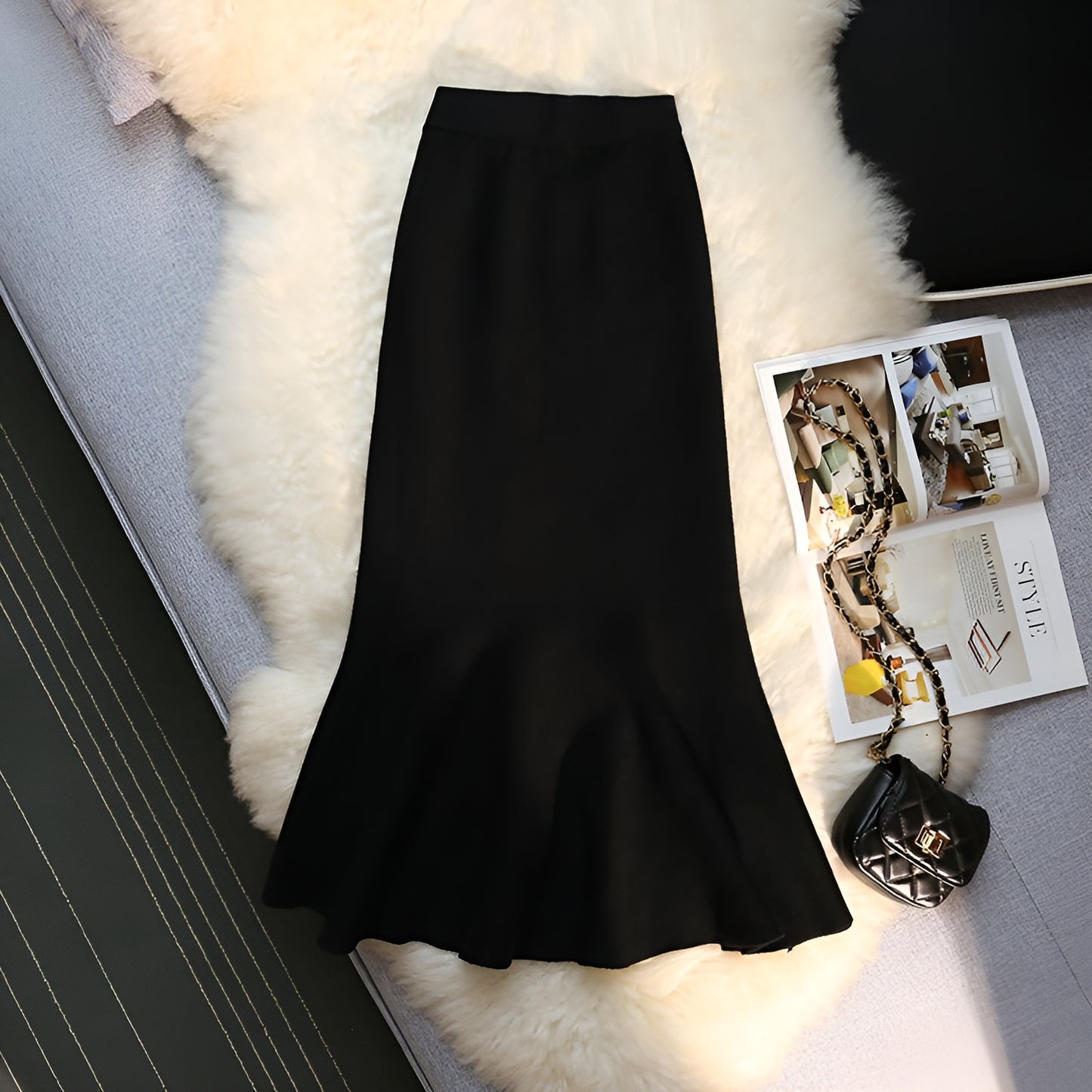 Long Knitted Fishtail Skirt