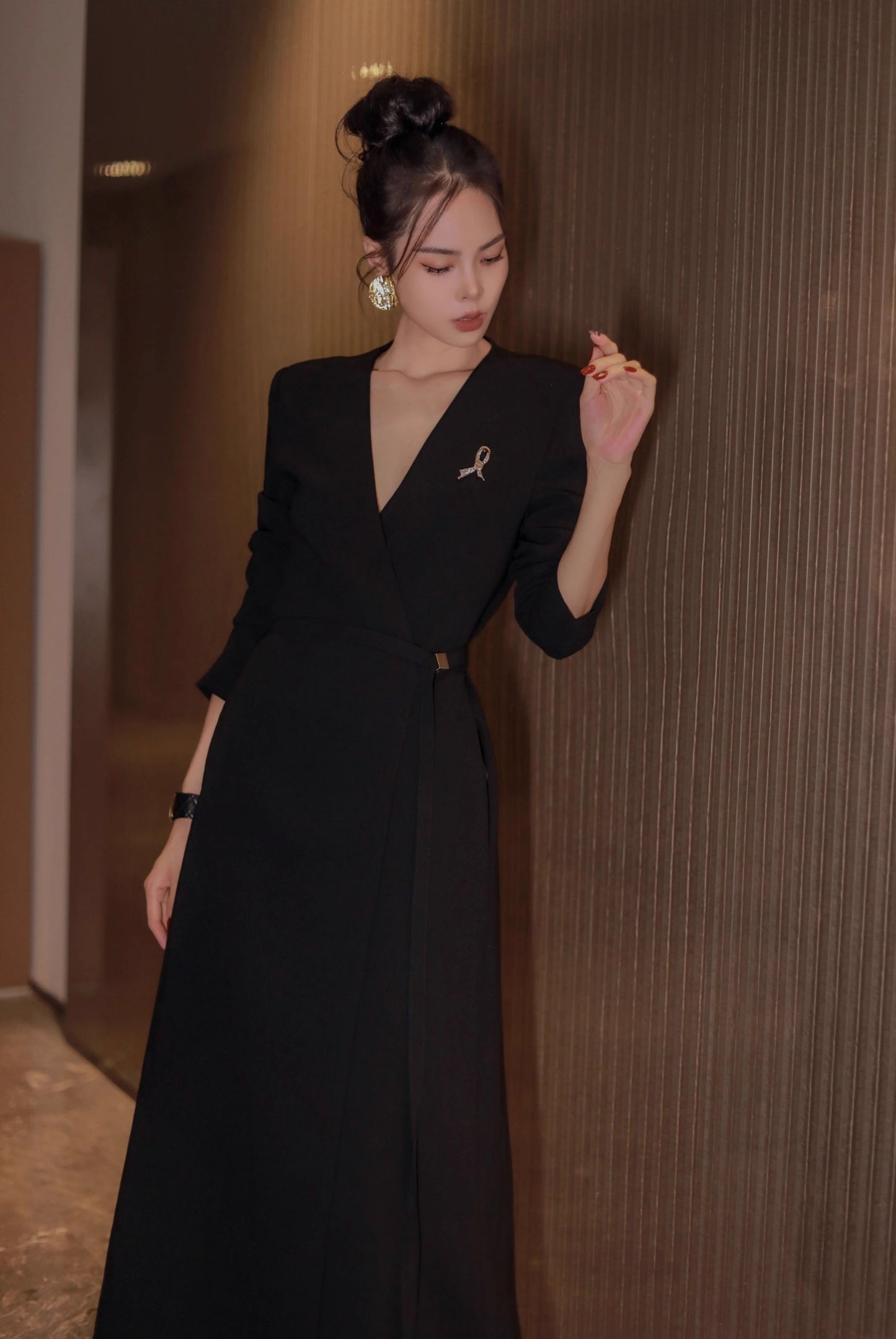 Midnight V-Neck Wrap Dress